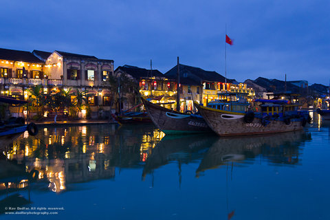 River front area of Hoi An at night.