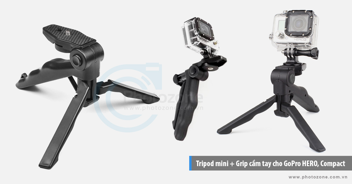 Tripod mini + Grip cầm tay cho GoPro HERO, Compact