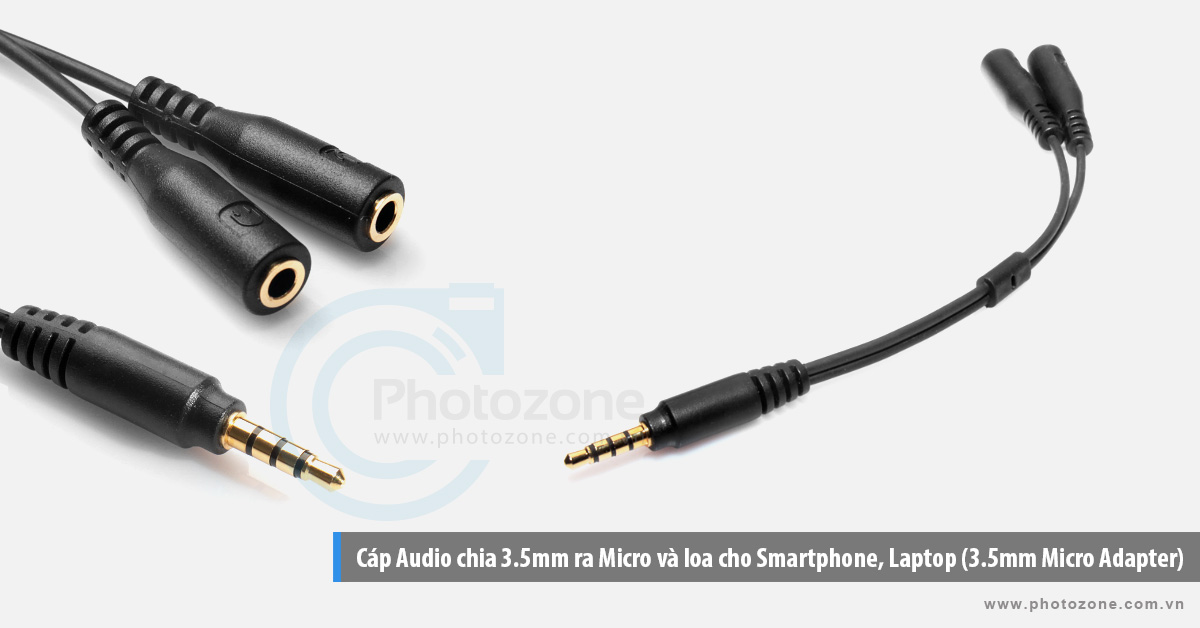 Cáp Audio chia 3.5mm ra Micro và loa cho Smartphone, Laptop (3.5mm Micro Adapter)