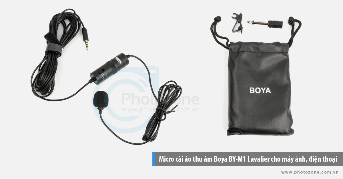 Micro cài áo thu âm Boya BY-M1 Lavalier cho máy ảnh, điện thoại