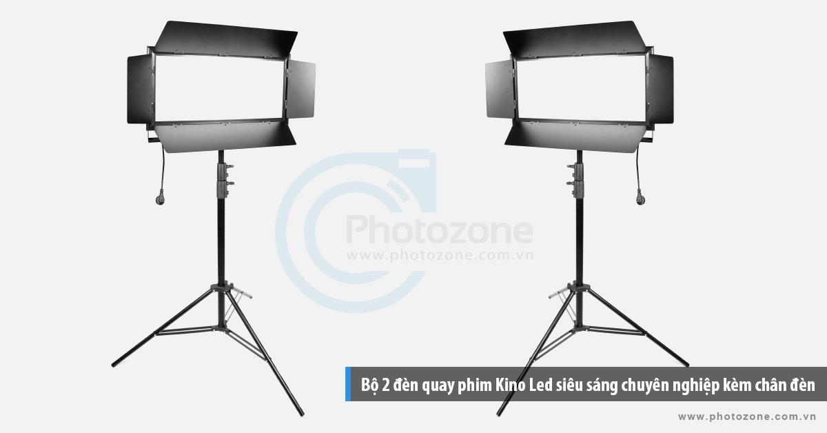Bộ 2 đèn Kino Led Panel DMX-128 256W  sáng trắng (5600K) quay phim chuyên nghiệp kèm chân đèn