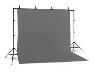 Bộ phông vải chụp ảnh xám (3 x 4m) Cotton Muslin cao cấp, kèm khung treo (3 x 2.6m)