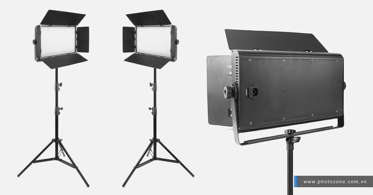 Bộ 2 đèn Kino Led Panel LP-128 256W sáng trắng (5600K) quay phim chuyên nghiệp kèm chân đèn