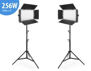 Bộ 2 đèn Kino Led Panel LP-128 256W sáng trắng (5600K) quay phim chuyên nghiệp kèm chân đèn 2.5m