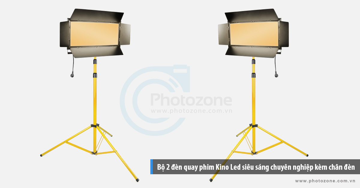 Bộ 2 đèn Kino Led Panel DMX-128 256W vàng ấm (3200K) quay phim chuyên nghiệp kèm chân đèn