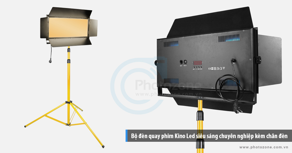 Bộ đèn Kino Led Panel DMX-128 128W vàng ấm (3200K) quay phim chuyên nghiệp kèm chân đèn