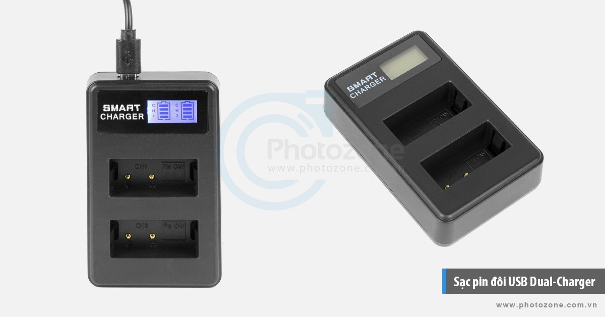 Sạc pin đôi USB Canon LP-E6 Digital for Canon 80D, 70D, 60D, 6D, 7D, 5DII, 5DIII